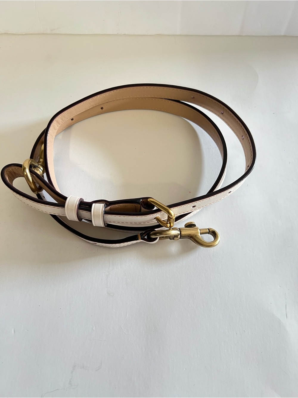 Coach Leather Crossbody Strap in White with Gold Brass Hardware